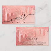 Glamoureuze perzik roze dikke glitter druppels nag visitekaartje (Voorkant / Achterkant)