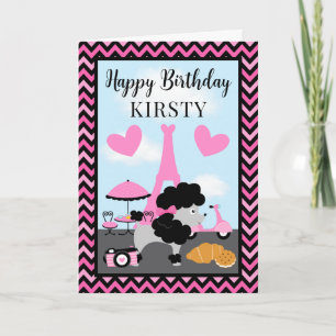 Glamoureuze Poedel Hond in Parijs Kids Verjaardag Kaart