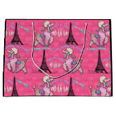 Glamoureuze poedel in Parijs op aardbei roze Large Cadeautasje (Voorkant)