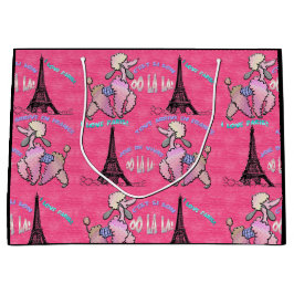 Glamoureuze poedel in Parijs op aardbei roze Large Cadeautasje