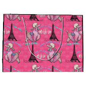 Glamoureuze poedel in Parijs op aardbei roze Large Cadeautasje (Achterkant)