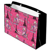 Glamoureuze poedel in Parijs op aardbei roze Large Cadeautasje (Achterkant Gekanteld)