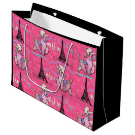 Glamoureuze poedel in Parijs op aardbei roze Large Cadeautasje