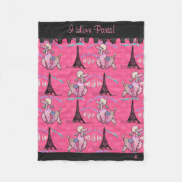 Glamoureuze Poedel in Parijs op Roze (gepersonalis Fleece Deken