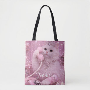Glamoureuze Prinses Kat Gebruikt Telefoon Tote Bag