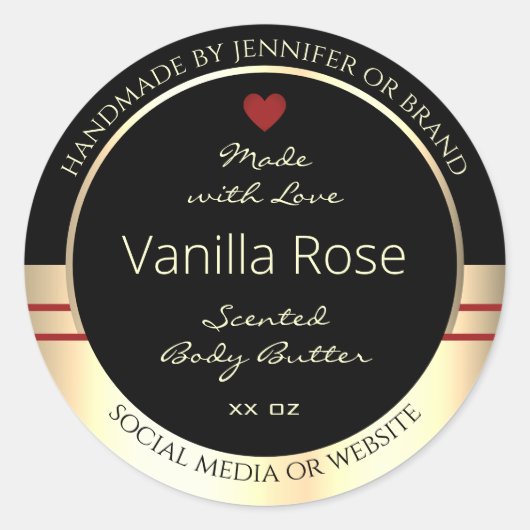 Glamoureuze Product Verpakkingsetiketten Zwart en  Ronde Sticker (Voorkant)