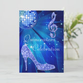 Glamoureuze Quinceañera Disco Ball en Sparkle Heel Kaart (Staand voorkant)