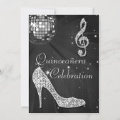 Glamoureuze Quinceañera Disco Ball en Sparkle Heel Kaart (Voorkant)