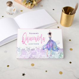 Glamoureuze Quinceanera Pink Dancing Girl Naam Dat Gastenboek