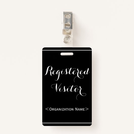 Glamoureuze "Registered Visitor" Badge (Voorkant met clip)