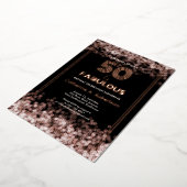 Glamoureuze Retro 50 & Fabulous Verjaardag Roos Go Folie Uitnodiging (Gedraaid)