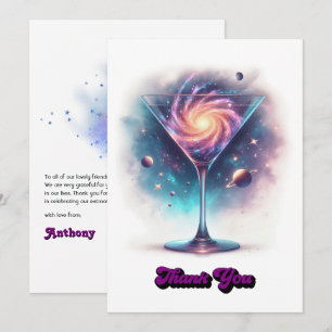 Glamoureuze Retro Martini Galaxy Glas Ontwerp Bedankkaart