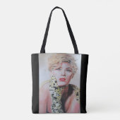 Glamoureuze Retro Vrouw Waterverf Schilderkunst Tote Bag (Achterkant)
