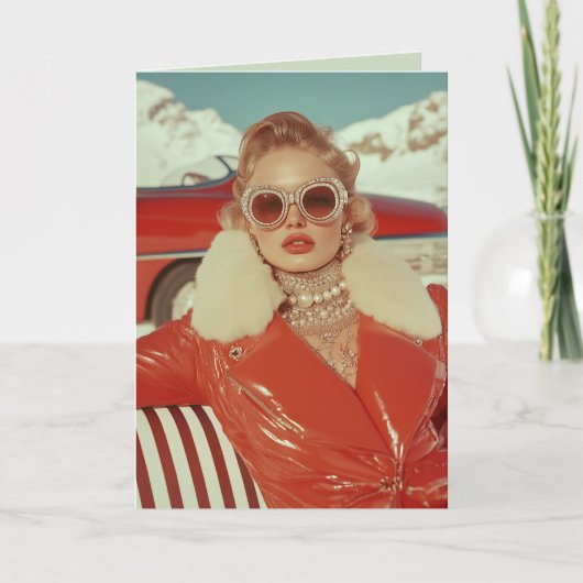 Glamoureuze retro winterstijl in alpine setting (Voorkant)