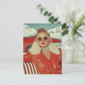 Glamoureuze retro winterstijl in alpine setting briefkaart (Staand voorkant)