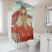 Glamoureuze retro winterstijl in alpine setting douchegordijn (In situ)