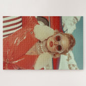 Glamoureuze retro winterstijl in alpine setting legpuzzel (Horizontaal)