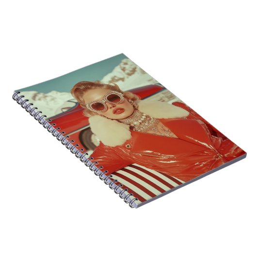Glamoureuze retro winterstijl in alpine setting notitieboek (Rechterzijde)