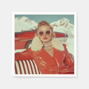 Glamoureuze retro winterstijl in alpine setting servet