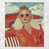 Glamoureuze retro winterstijl in alpine setting wijn etiket (Enkel label)