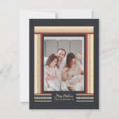 Glamoureuze Ribbon Border Afrikaanse Kerstmis Feestdagenkaart (Voorkant)