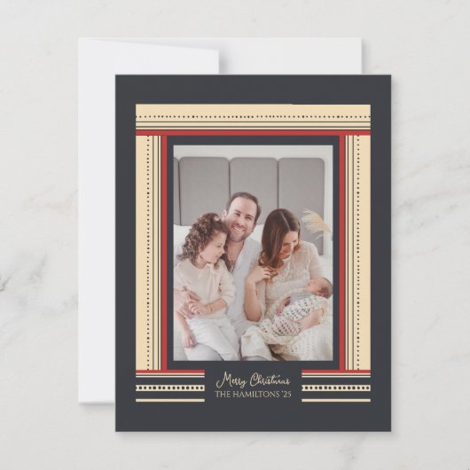 Glamoureuze Ribbon Border Afrikaanse Kerstmis Feestdagenkaart (Voorkant)