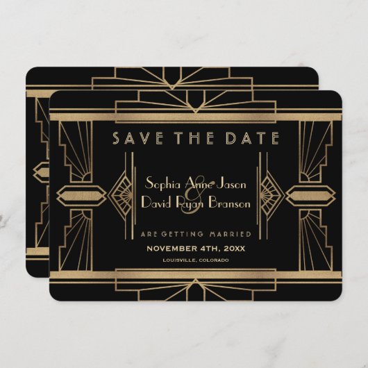 Glamoureuze Roaring 20's Geweldige Save The Date (Voorkant / Achterkant)