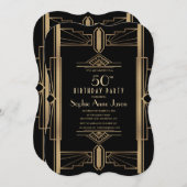 Glamoureuze Roaring 20's Great Gatsby 50e verjaard Kaart (Voorkant / Achterkant)