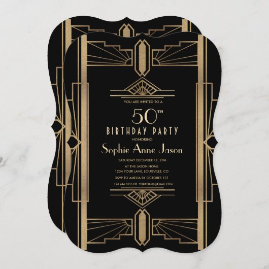 Glamoureuze Roaring 20's Great Gatsby 50e verjaard Kaart (Voorkant / Achterkant)