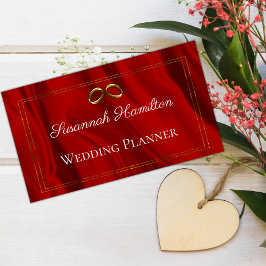 Glamoureuze rode zijde en gouden ringbanner visitekaartje