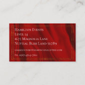 Glamoureuze rode zijde en gouden ringbanner visitekaartje (Achterkant)