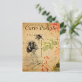 Glamoureuze Roos Floral Frans Briefkaart (Staand voorkant)