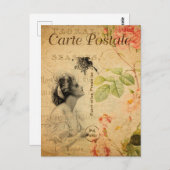 Glamoureuze Roos Floral Frans Briefkaart (Voorkant / Achterkant)