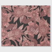 Glamoureuze Roos Gold Black Glitter Flowers Cadeaupapier (Vlak)