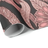 Glamoureuze Roos Gold Black Glitter Flowers Cadeaupapier (Rol Hoek)