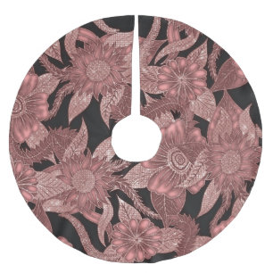 Glamoureuze Roos Gold Black Glitter Flowers Kerstboom Rok