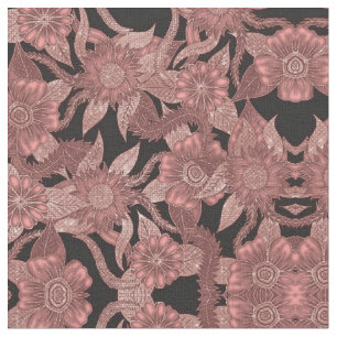 Glamoureuze Roos Gold Black Glitter Flowers Stof