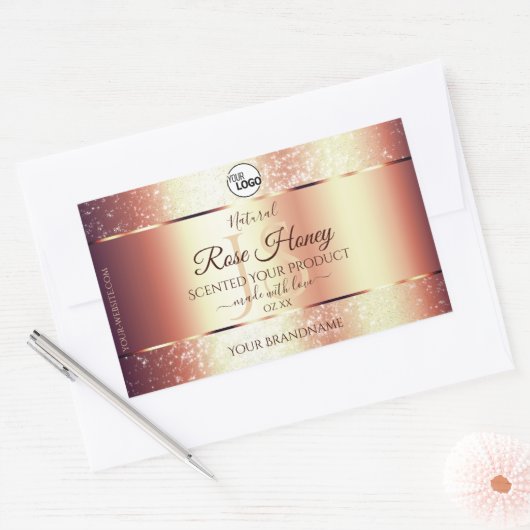 Glamoureuze Roos Gold Product Labels Logo Initiale (Envelop)