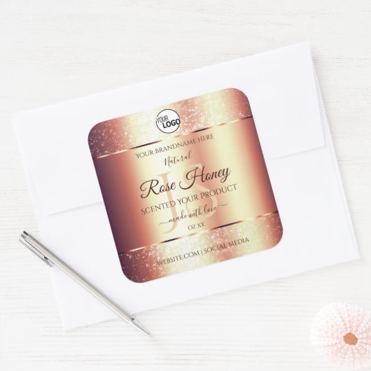 Glamoureuze Roos Gold Product Labels Logo Initiale (Envelop)