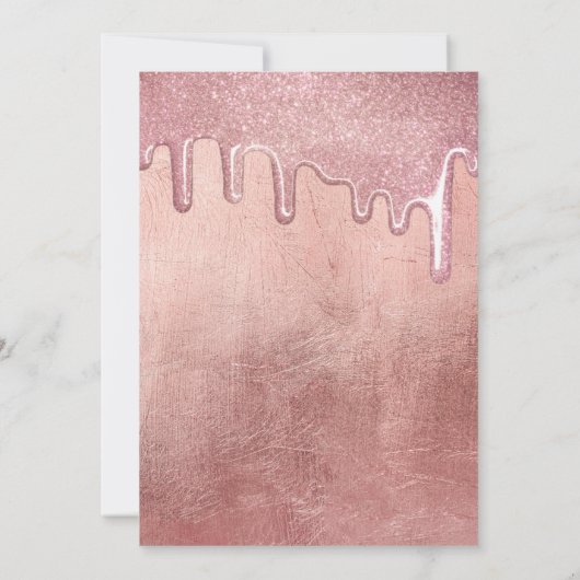 Glamoureuze Roos Gold Thick Glitter Drips Afstuder Kaart (Achterkant)