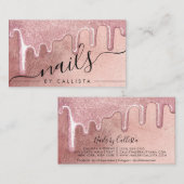 Glamoureuze Roos Gold Thick Glitter Drips Nails Visitekaartje (Voorkant / Achterkant)