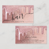 Glamoureuze Roos Gold Thick Glitter Druppelt Haar Visitekaartje (Voorkant / Achterkant)
