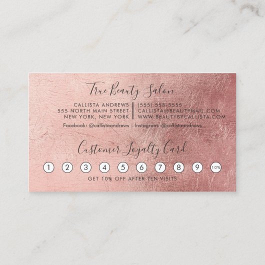 Glamoureuze Roos Gold Thick Glitter Druppelt Loyal Klantenkaartje (Achterkant)