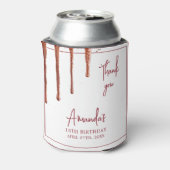 Glamoureuze Roos Gouden Glitter Drip Sweet 16 Birt Blikjeskoeler (Blikje Achterkant)