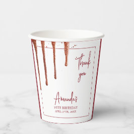 Glamoureuze Roos Gouden Glitter Drip Sweet 16 Birt Papieren Bekers