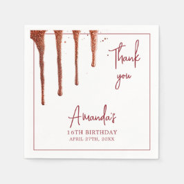 Glamoureuze Roos Gouden Glitter Drip Sweet 16 Birt Servet