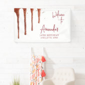 Glamoureuze Roos Gouden Glitter Drip Sweet 16 Birt Spandoek (Insitu)