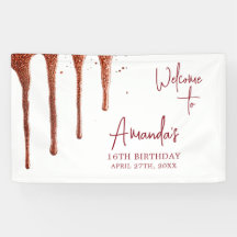 Glamoureuze Roos Gouden Glitter Drip Sweet 16 Birt