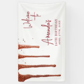 Glamoureuze Roos Gouden Glitter Drip Sweet 16 Birt Spandoek (Verticaal)