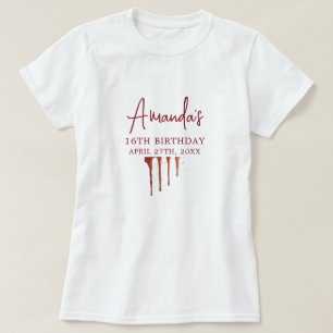 Glamoureuze Roos Gouden Glitter Drip Sweet 16 Birt T-shirt